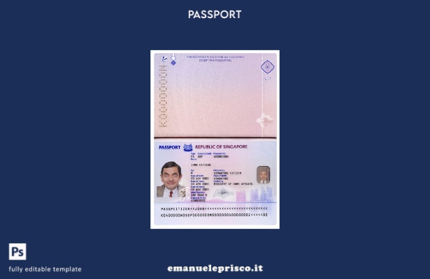 modello di passaporto nuovo (+) di Singapore in stile verificato